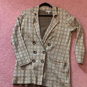 Houndstooth Double-Breasted Blazer